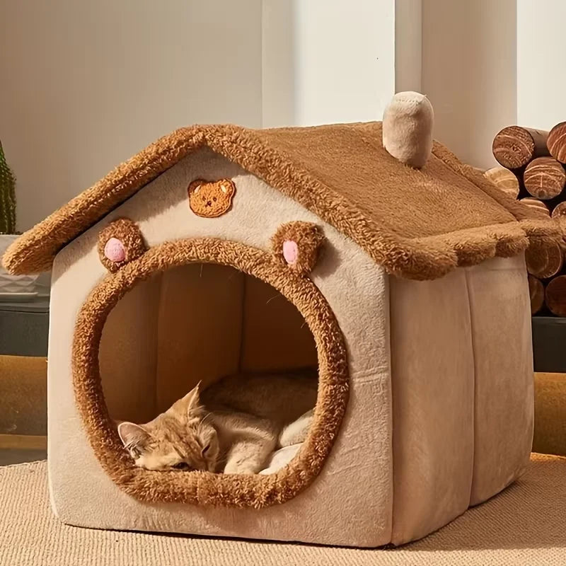 Cama para animais de  estimação fechada com quatro estaçoes super confortavel